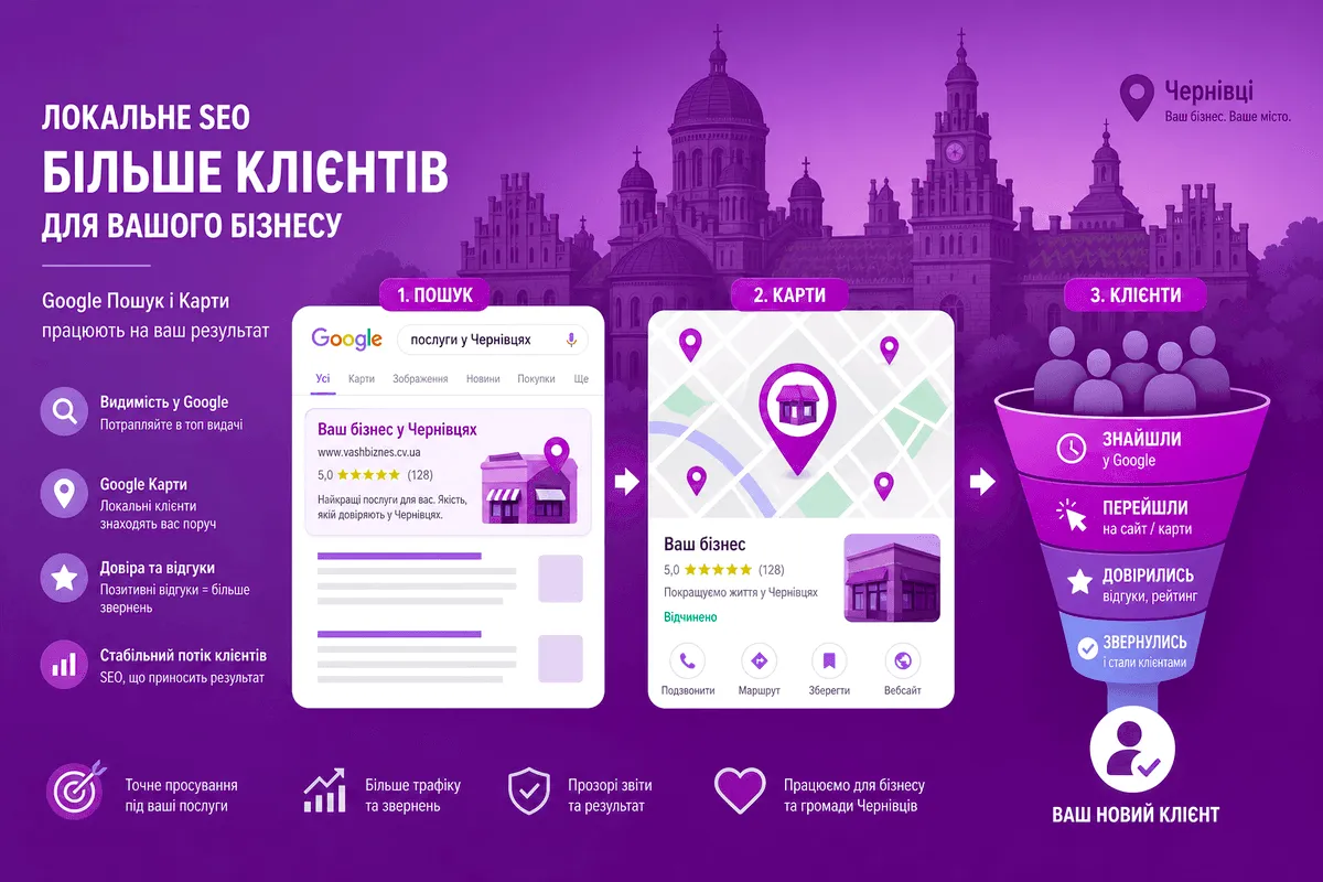 Заявки з Google Карти для бізнесу у Чернівцях — WebQos