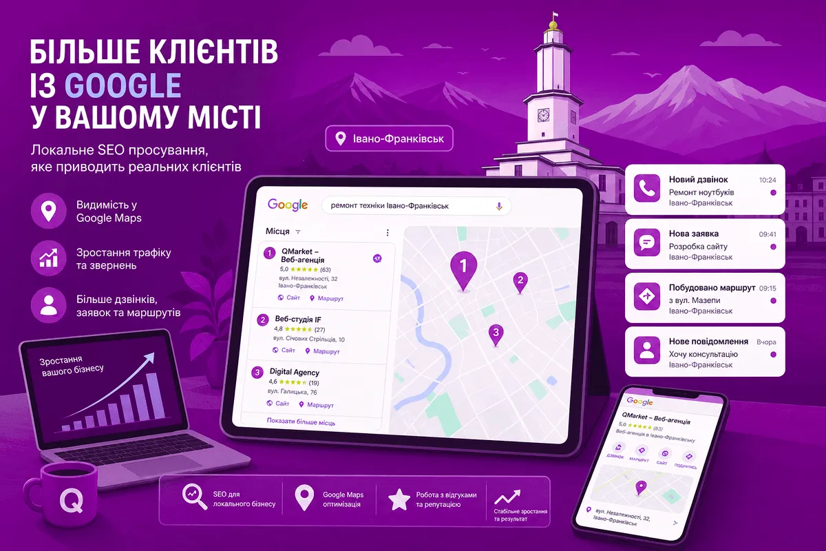 Заявки з Google Maps для бізнесу в Івано-Франківську — WebQos