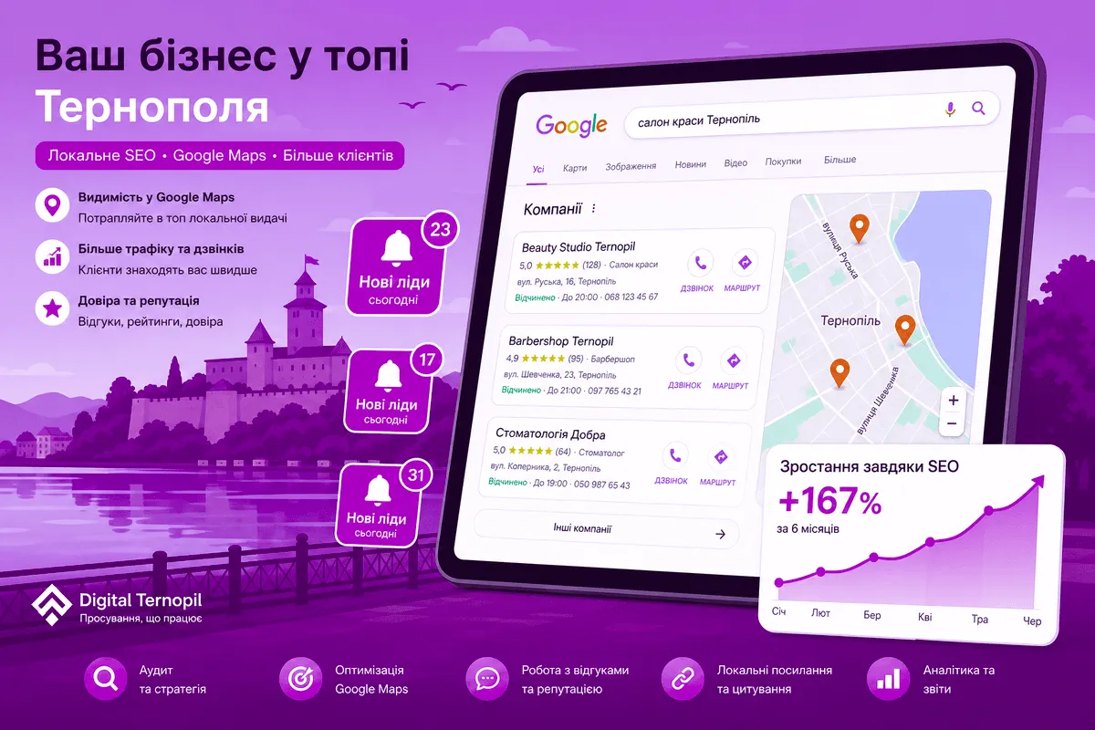 Заявки з Google Карти для бізнесу в Тернополі — WebQos